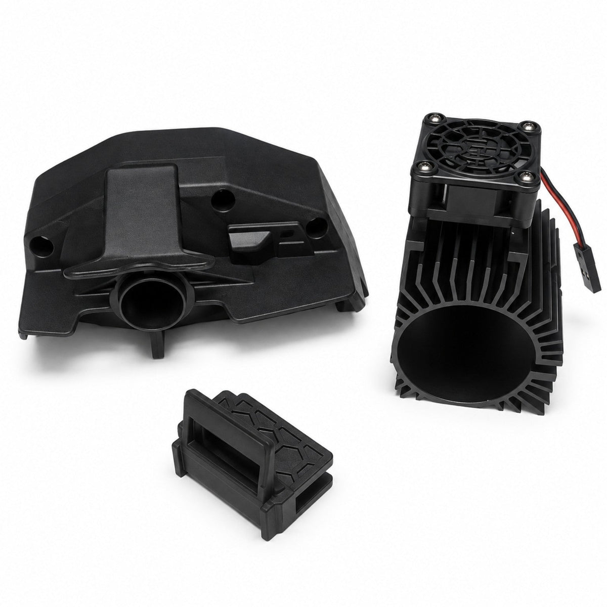 ARRMA 4S motor mount, heatsink, cooling fan and gear cover set view 2