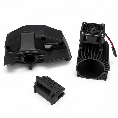 ARRMA 4S motor mount, heatsink, cooling fan and gear cover set view 2