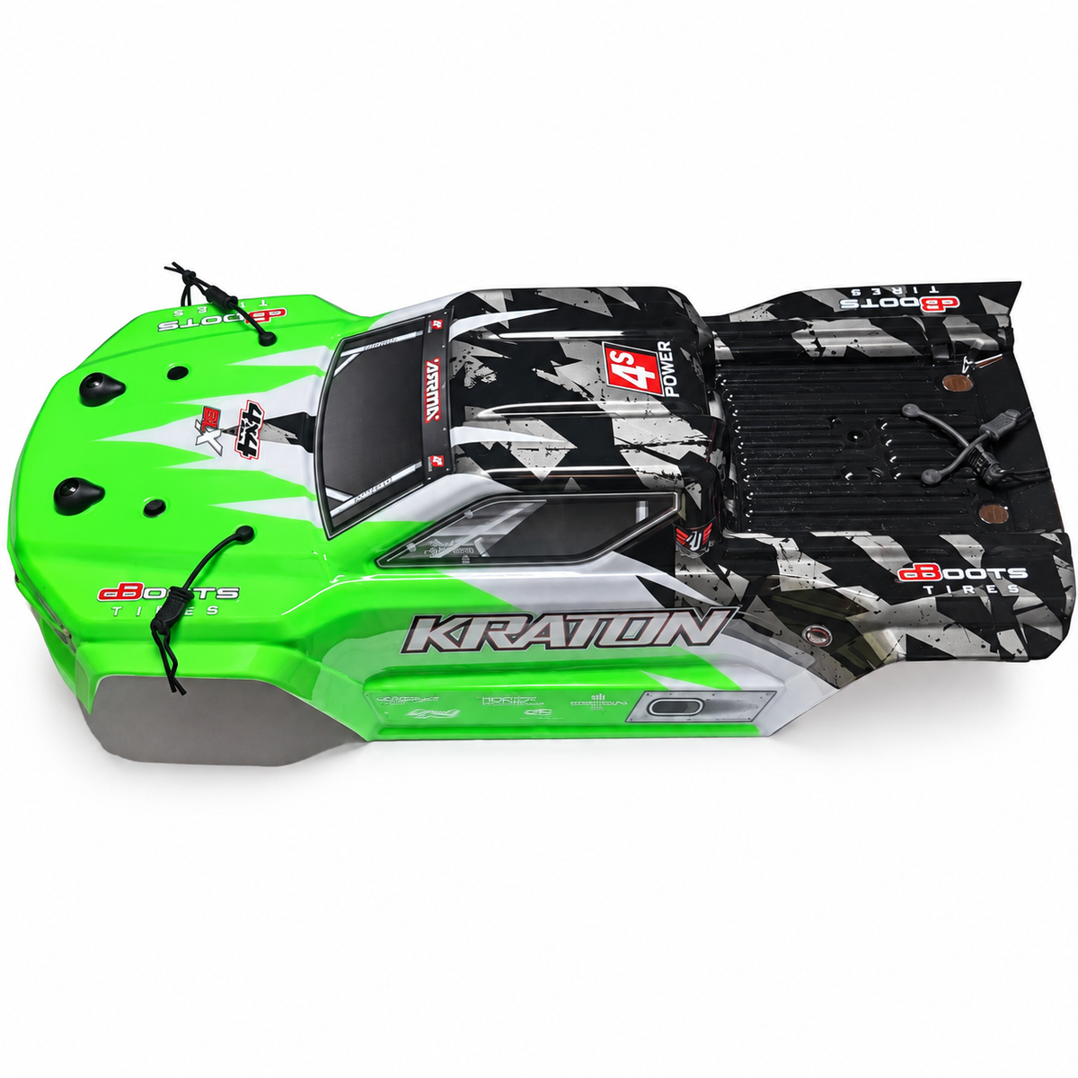ARRMA Kraton 4S green painted body shell side view