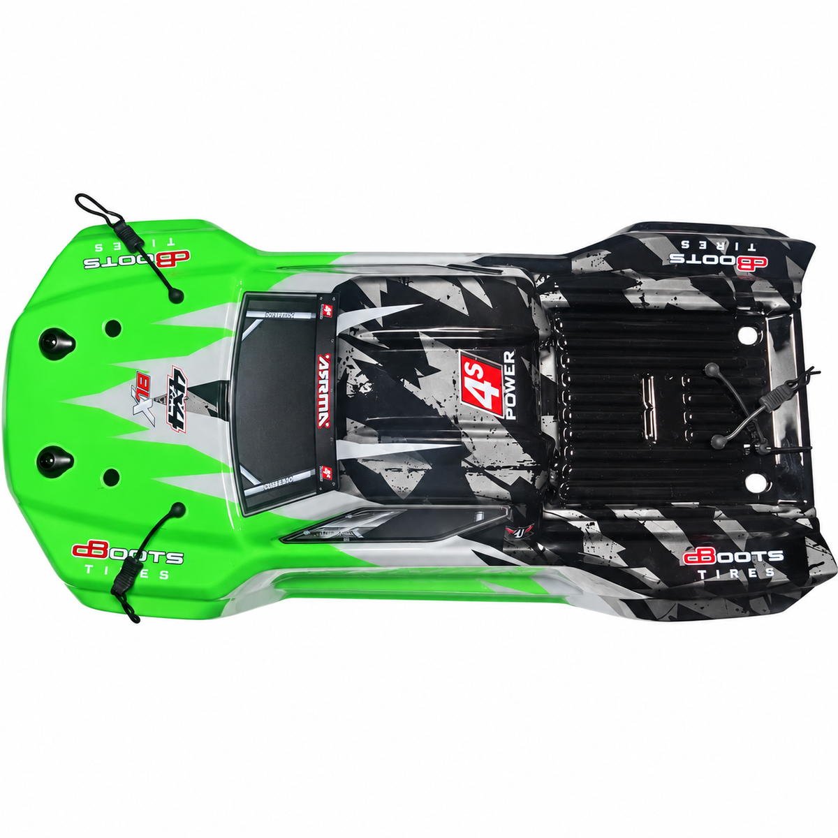 ARRMA Kraton 4S green painted body shell top view