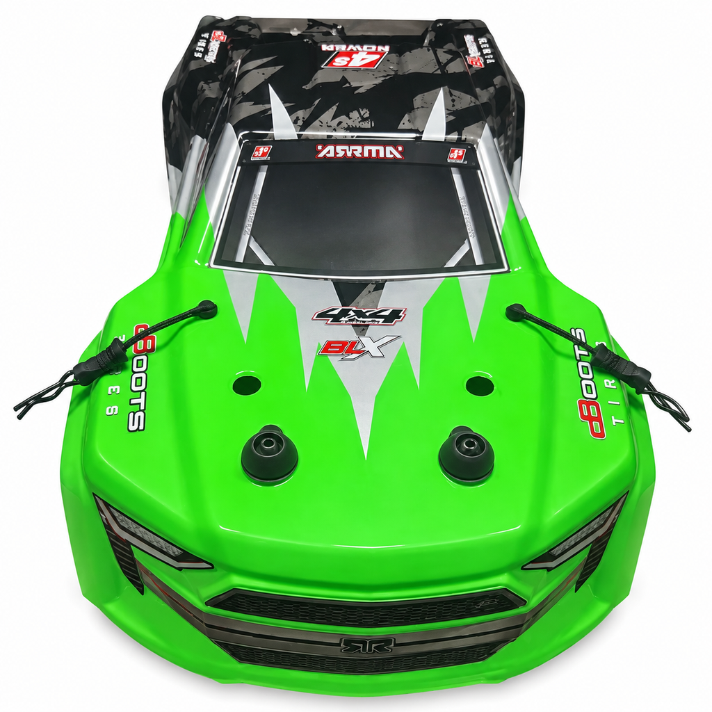 ARRMA Kraton 4S green painted body shell front view