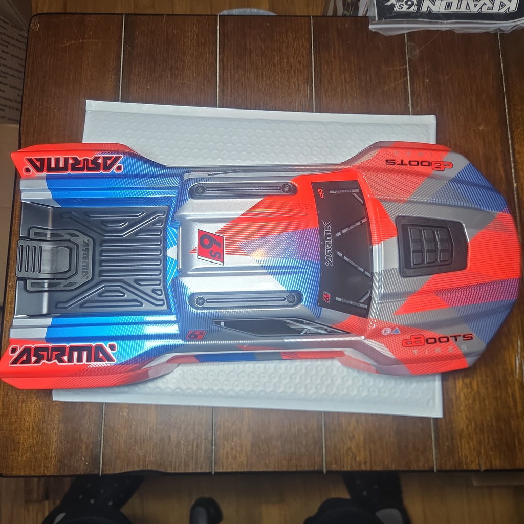 ARRMA Kraton 6S red blue body shell full view