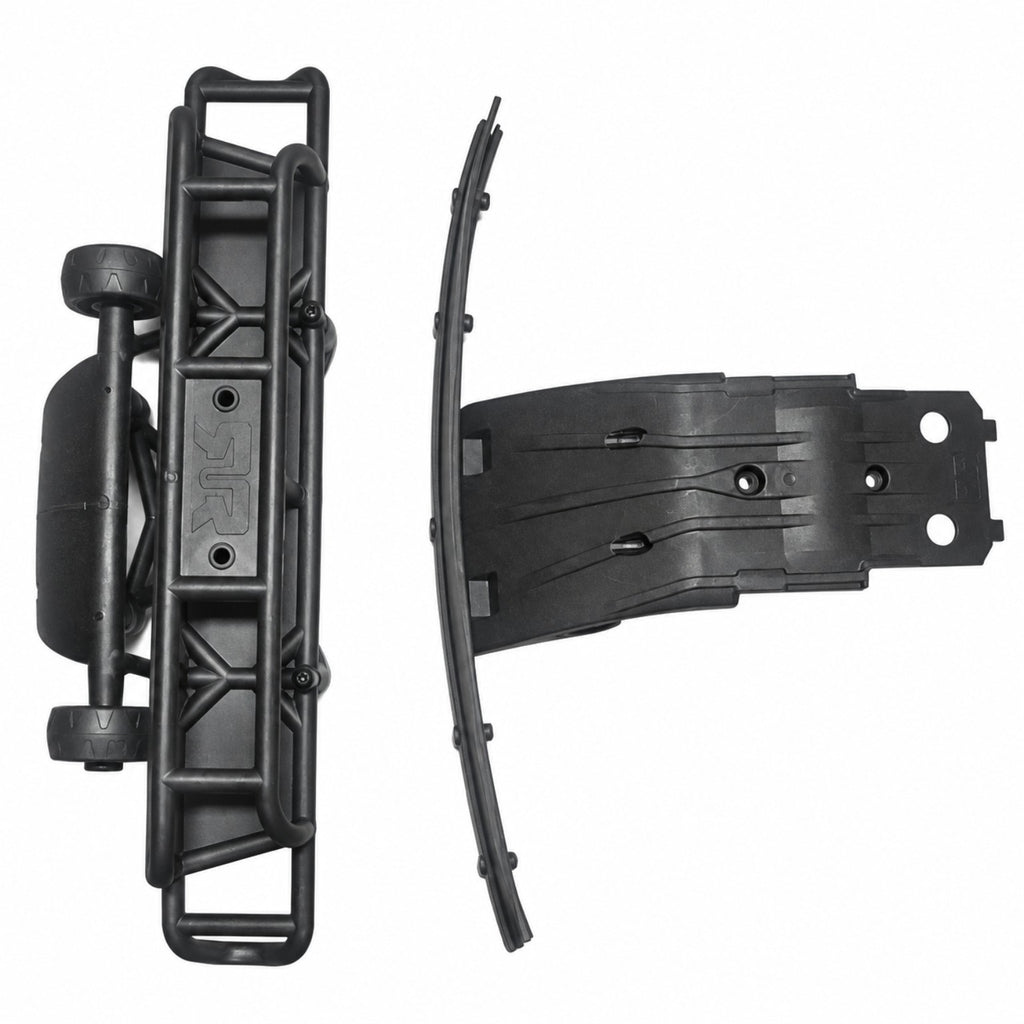 ARRMA Mojave 4S bumper skid plate and wheelie bar underside view