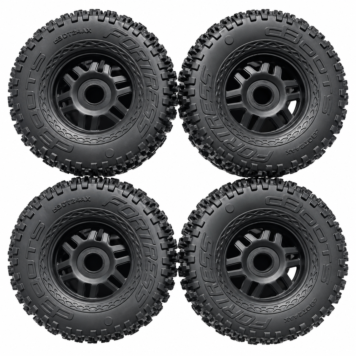 ARRMA Mojave 4S Fortress wheels and tires front view