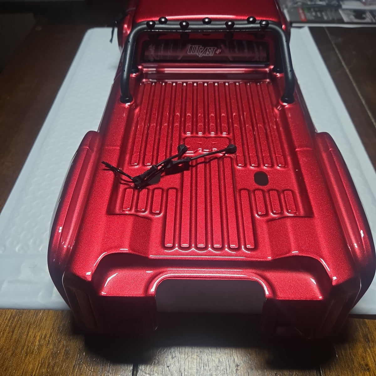 ARRMA Outcast 4S red body shell new takeoff rear bed view