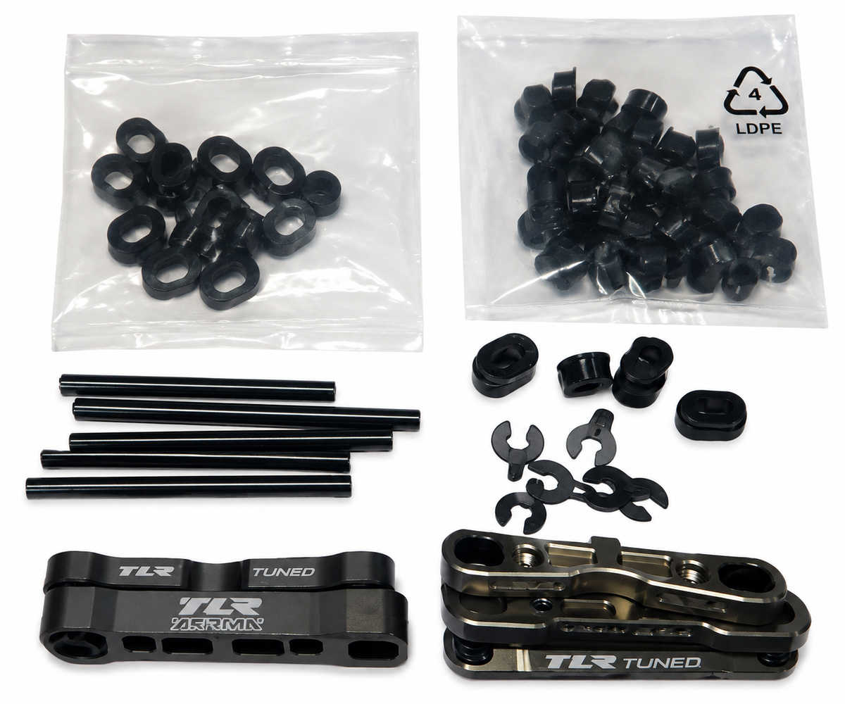 ARRMA Typhon 6S TLR Tuned aluminum suspension mount set with hinge pins adjustment blocks and hardware