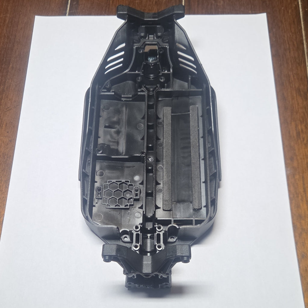 ARRMA Typhon Grom chassis tub assembly top view