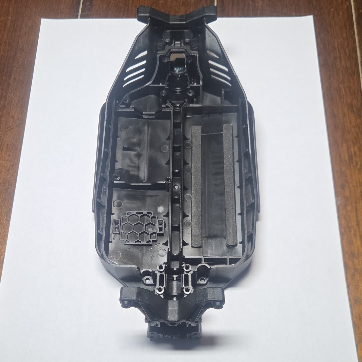 ARRMA Typhon Grom chassis tub assembly top view
