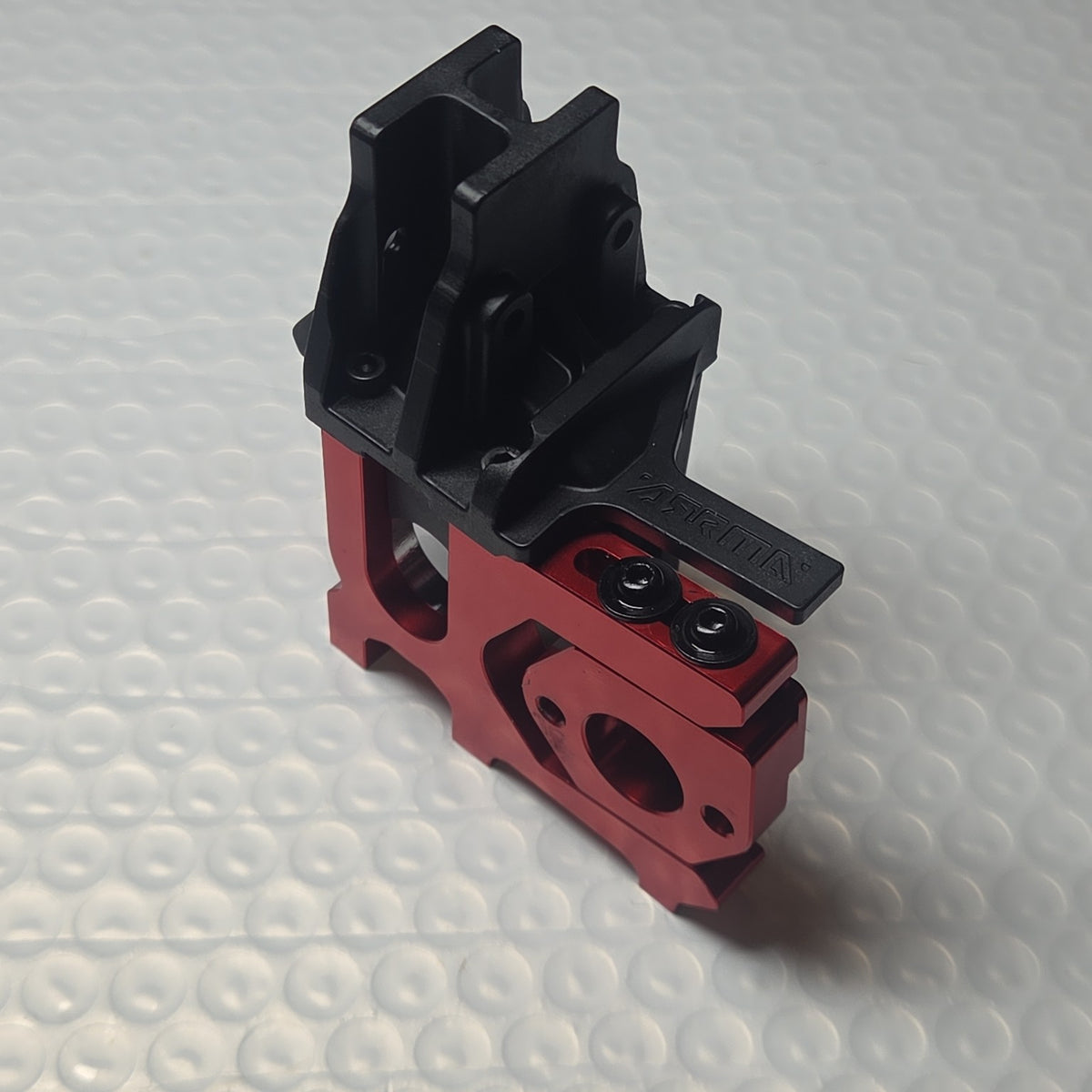 ARRMA Kraton 6S red aluminum motor mount assembly side view