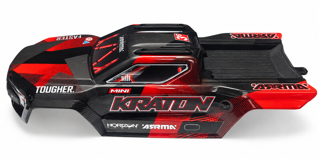 ARRMA Mini Kraton 3S Body Shell Black/Red w/ Mounts — New Takeoff