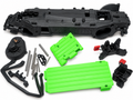 Quake 223S green chassis and hardware bundle horizontal view
