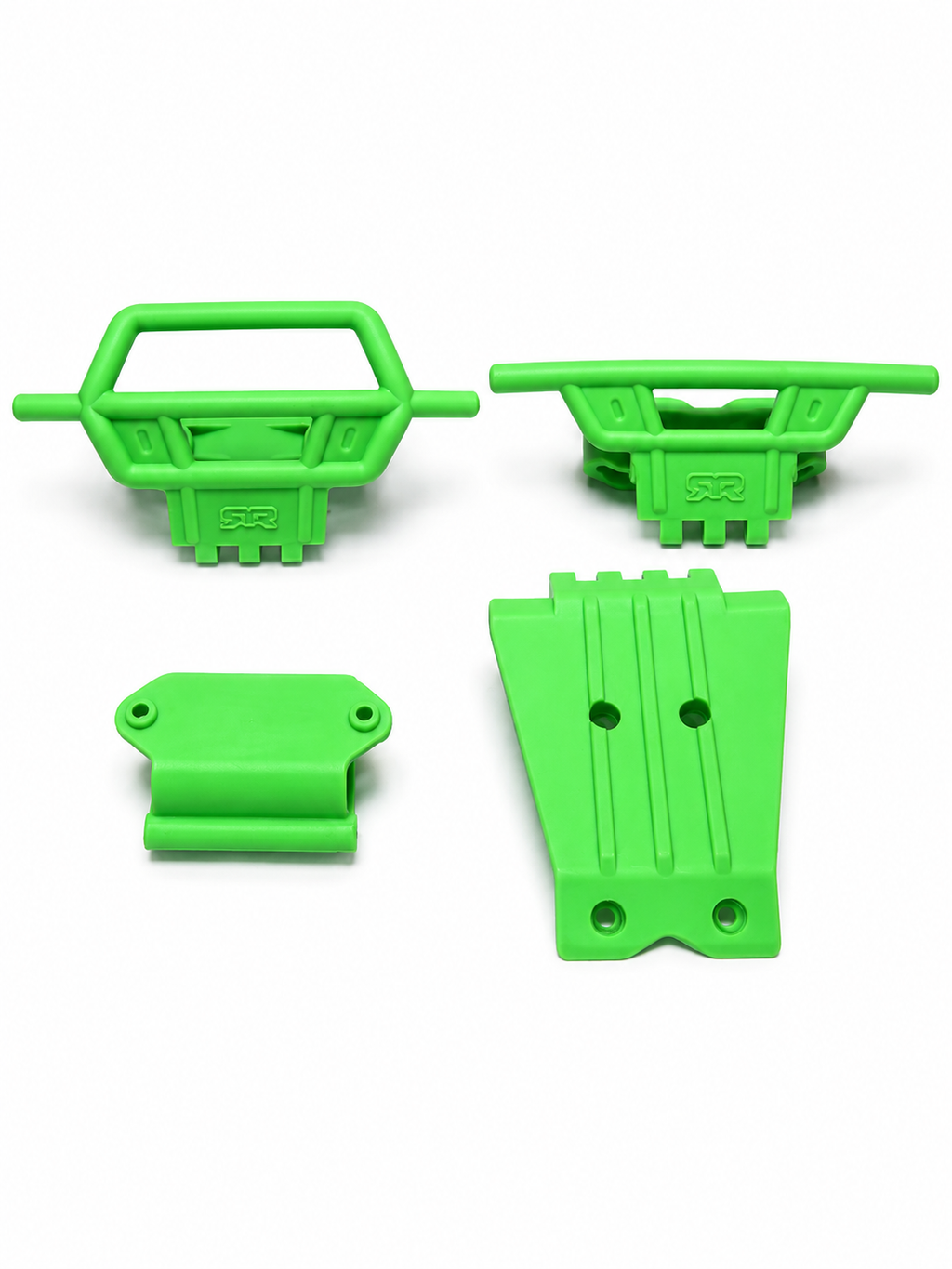 Quake green bumper skid plate and mount set