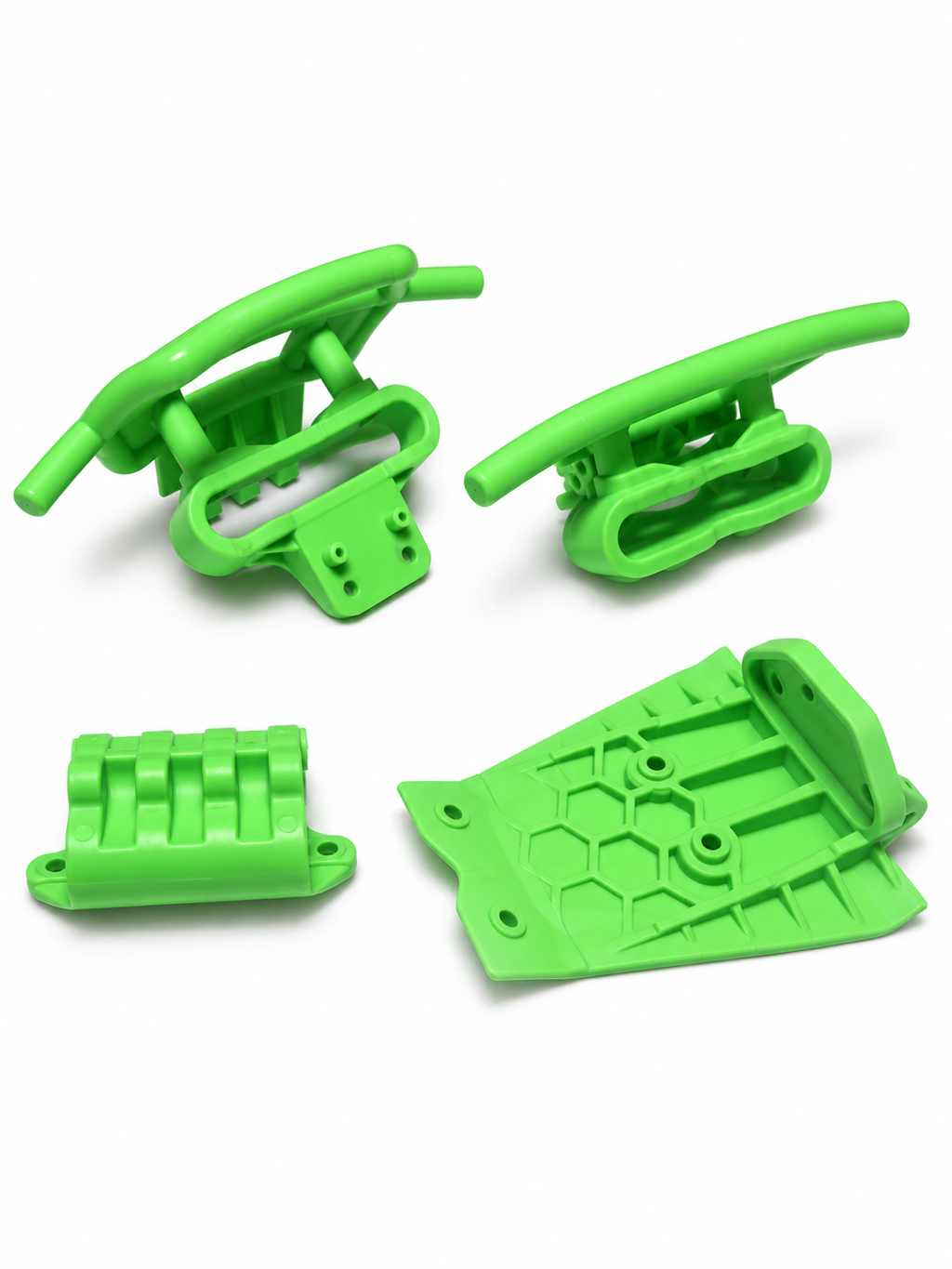 Quake green bumper skid plate and mount set