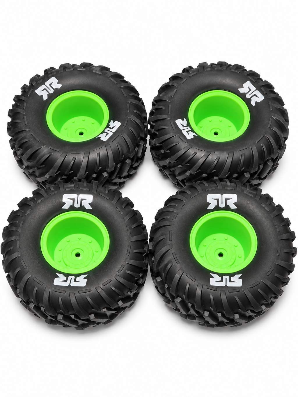 Quake 223S green wheels and tires rear wheel faces