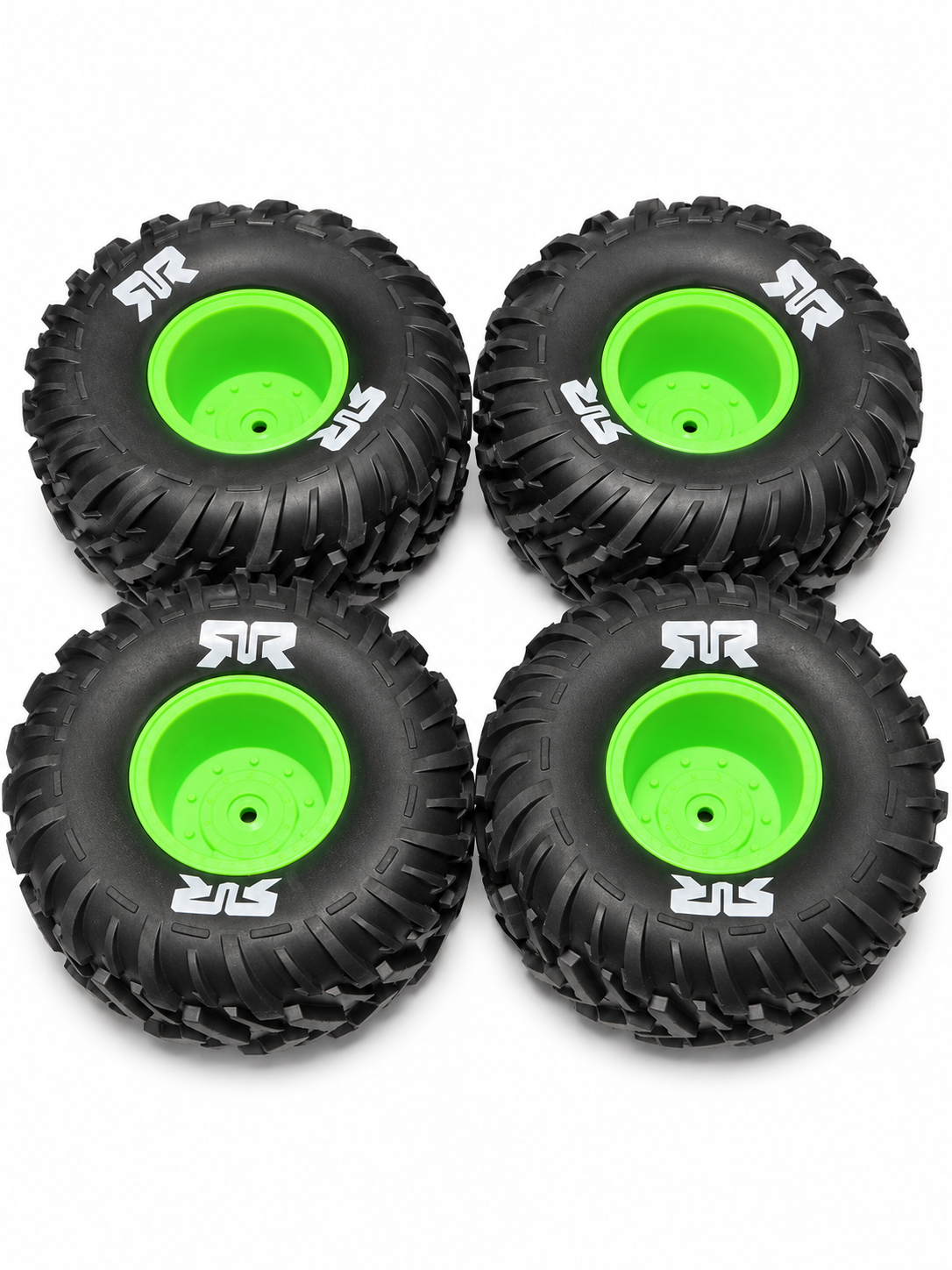 Quake 223S green wheels and tires rear wheel faces