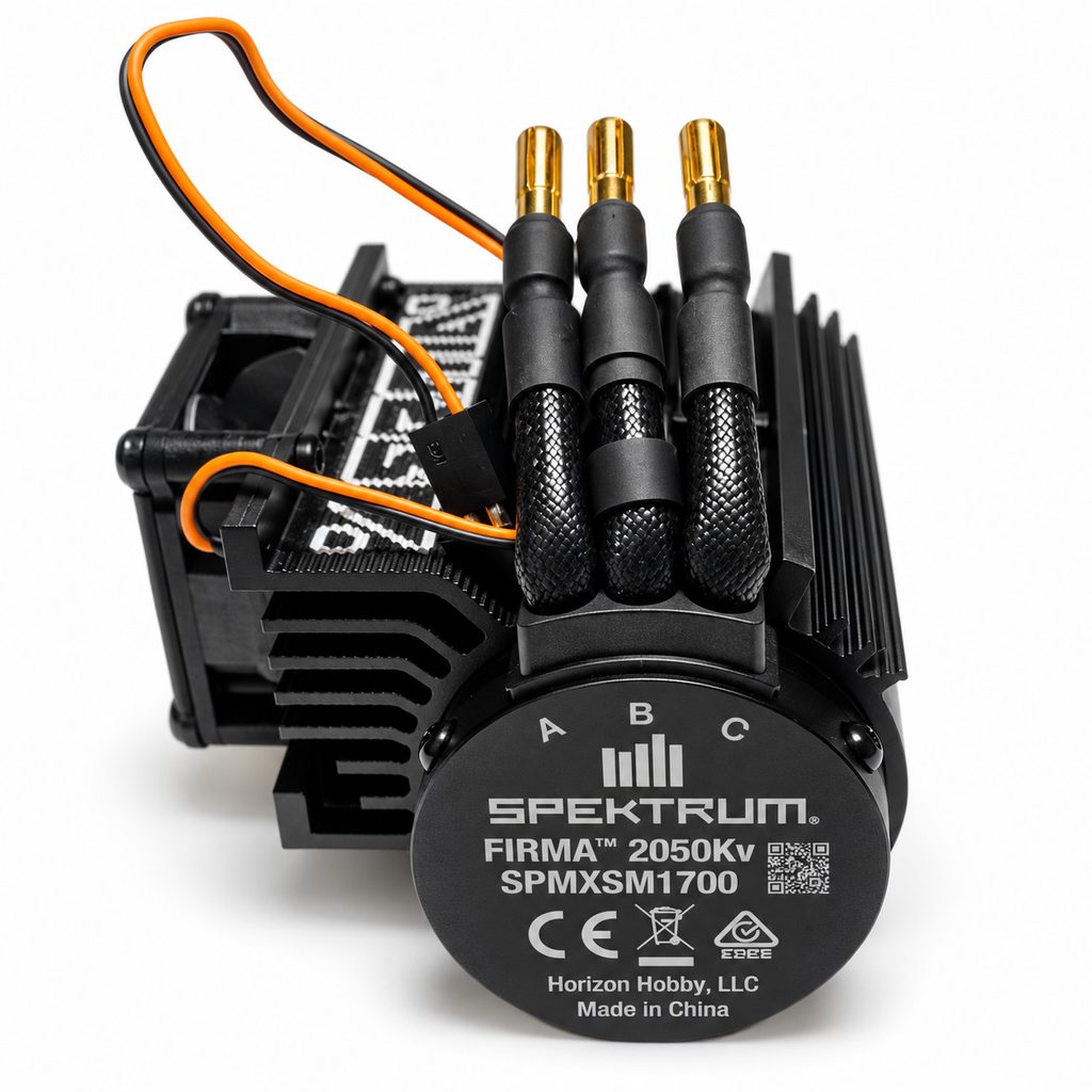Spektrum Firma SPMXSM1700 2050Kv motor label and bullet connectors
