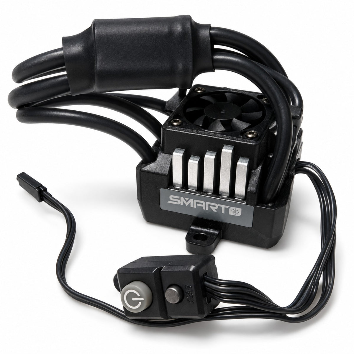 Spektrum Firma 120A Smart ESC fan and power switch close view