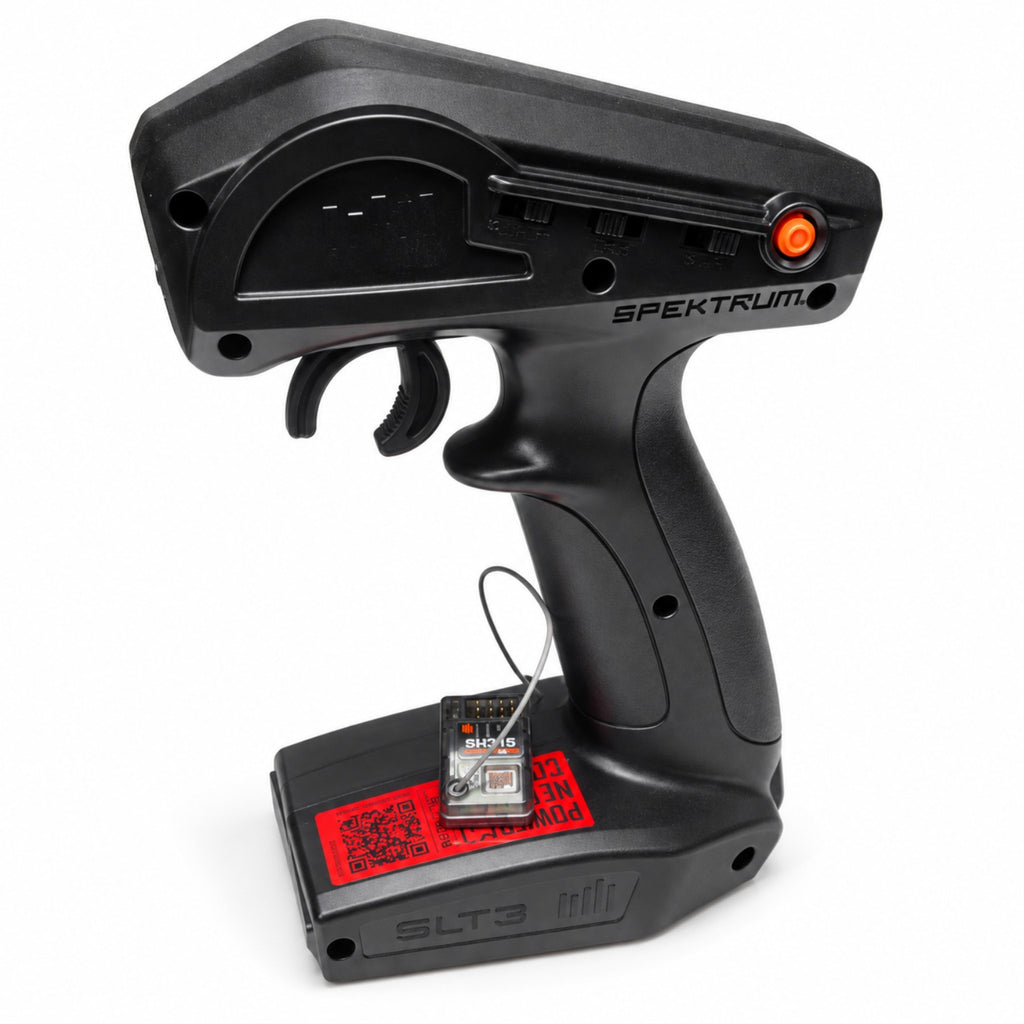 Spektrum SLT3 transmitter with orange DSC button and SR315 receiver from ARRMA Kraton 6S