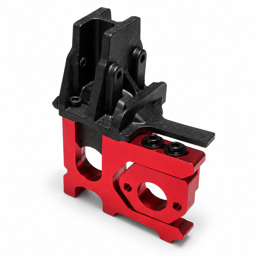 ARRMA Talion 6S EXB red sliding motor mount and center differential mount assembly