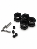 Representative photo of black wheel hex hubs with four pins and four set screws