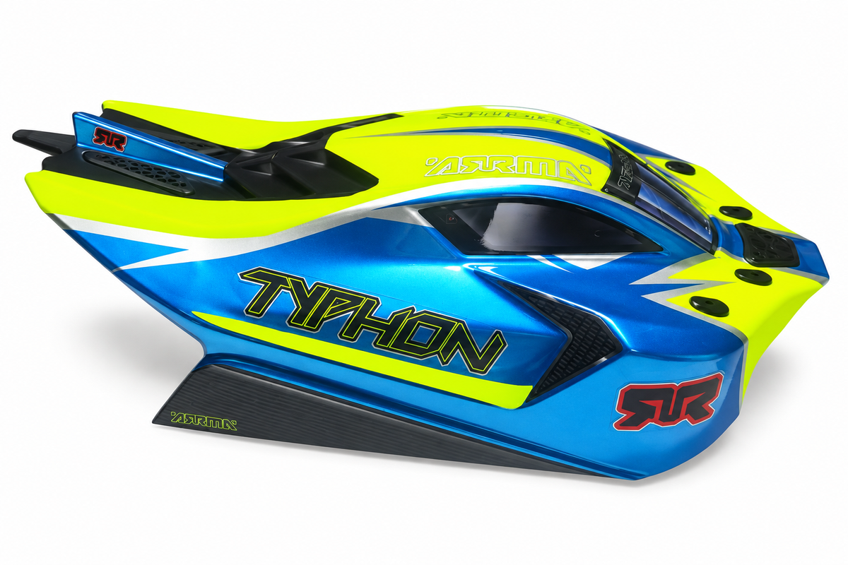 ARRMA Typhon 223S Blue/Lime Painted Body Shell w/ Clipless Mounts - New Take-Off
