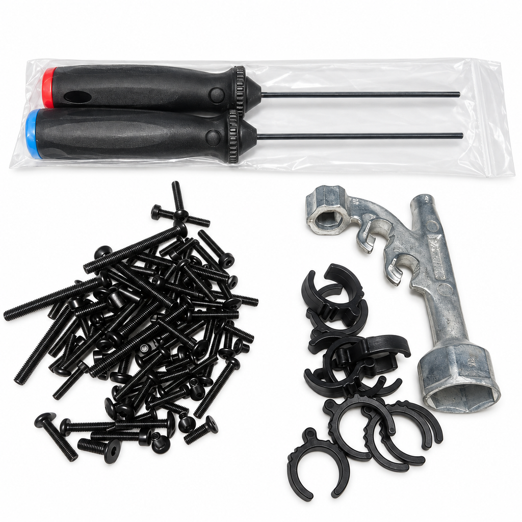 ARRMA Typhon 223S hardware and tool lot overhead view