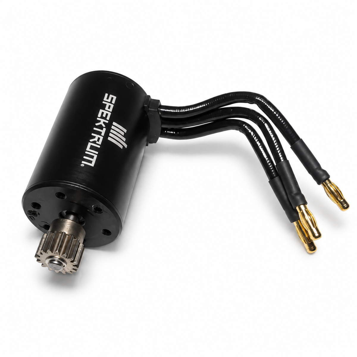 Spektrum Firma 3100Kv motor with installed 16T 0.8 MOD pinion and bullet connectors